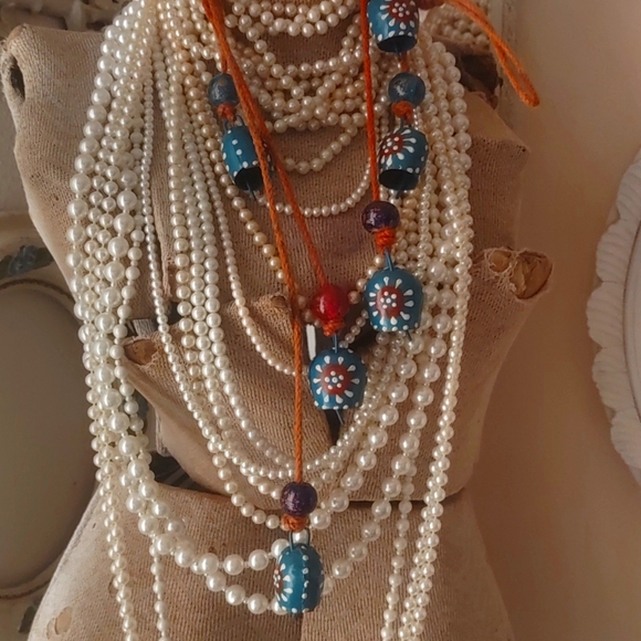 Bells on rope, blue bells with beads, hanging decorative bells - Picture 7 of 7